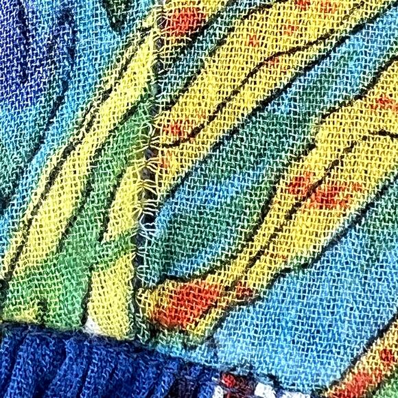 Vtg 70s Adini Tropical Fish Print Gauze Midi Button-Up Dress size Medium - Picture 11 of 13